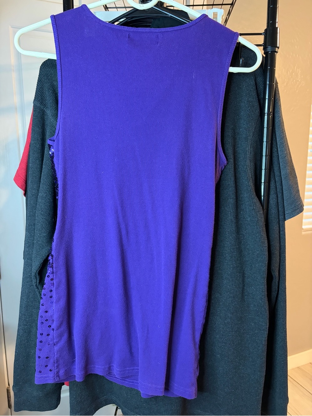 Say What? Royal Purple Sequin Scoop Tank - Picture 3 of 3